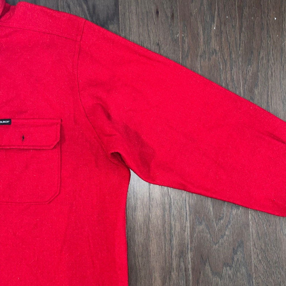 Woolrich Vtg 90s Red Wool Alaska Shirt Jac Jacket XL Heavy CPO Americana NWOT - Picture 13 of 14